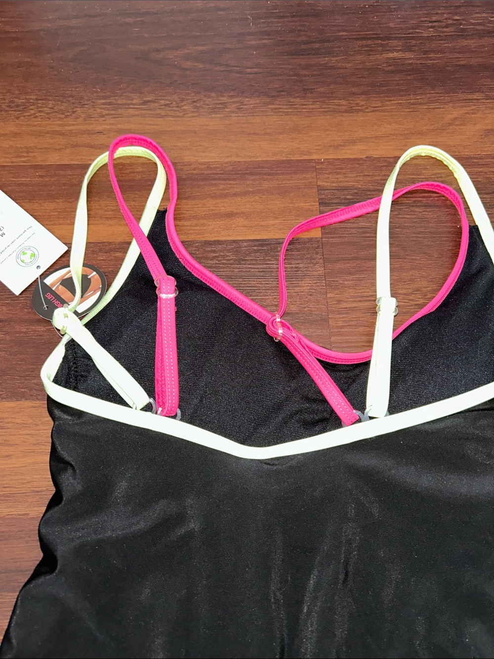 No Boundaries Retro Style Neon One-piece Double Strap Swim Suit NWT - Picture 4 of 8